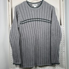 L.L. Bean Kids Knit Sweater Gray Black Striped Long Sleeve Winter - XL Cotton