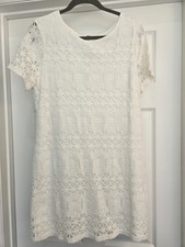 Lulus Women's White Lace Crochet Sheath Dress SS L Summer 