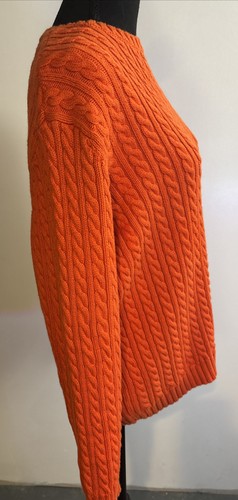 Lauren Ralph Lauren Sweater Women's XL Cable Knit Orange Vtg - Picture 5 of 10