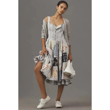 Anthropologie Pilcro The Jenna Drop Waist Patchwork Midi Dress US 12 NEW