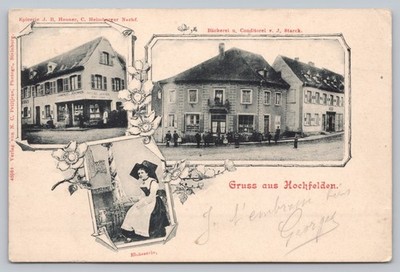 Germany Gruss Aus Hochfelden Multiview Landmarks Stores Street Scene Postcard L5