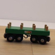 Wooden Train Track BRIO Green Articulated Log Timber Wagon Brio Compatible