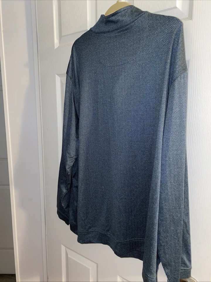 Camisa Roundtree & Yorke Performance Grande y Alta 1/4 Cremallera Hombres XXL Azul L/S F1 Foto 4 de 4