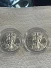 TWO 2014 WALKING LIBERTY AMERICAN EAGLE .999 FINE SILVER DOLLAR COIN 1oz. $1 USA