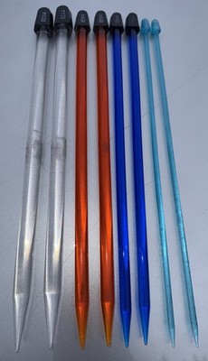 Set Of 4 Acrylic Knitting Needles Sizes 5.5mm 10mm 12mm 15mm