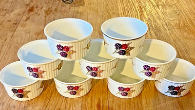 Royal Worcester Evesham Gold Auflaufförmchen Souffle Schale 9er Set Obst Design Vintage