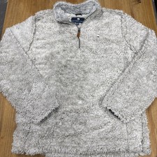 Simply Southern Women's Sherpa Pullover Cozy Quarter Zip Gray Size M Cotton Logo