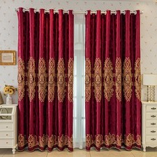 luxury European velvet valance lace red cloth embroidery window curtain M1803