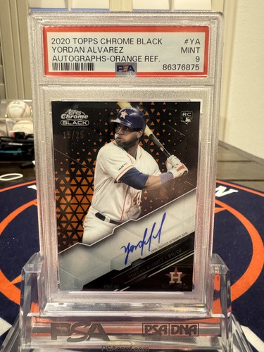 2020 Topps Chrome Black Auto RC /25 Yordan Alvarez #CBA-YA Orange PSA 9