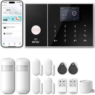 PGST Security Alarm System 99+3 Zone Auto Dial WiFi+GSM/4G Home Burglar Secur...