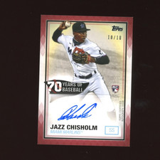 2021 Topps Jazz Chisholm 70 Years of Baseball Auto RC Red Rookie #10/10 Marlins