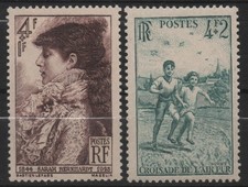 FRANCE 1945 : N° 738/740 SARAH BERNHARDT/CROISADE DE L'AIR PUR NEUF** TB