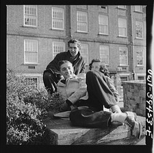 Washington DC Woodrow Wilson High School Students 1940s Brick Schoolbuilding