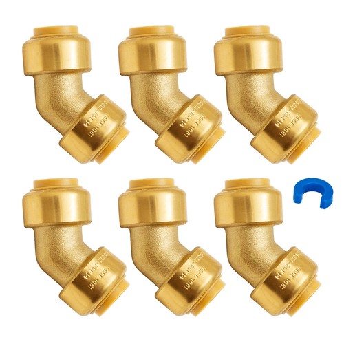 1/2 Inch 45Degree Elbow PushtoConnect Plumbing Fitting Hardware 6 PCS