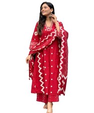 Women Cotton Blend Floral Printed Kurta Plazzo Set with Dupatta