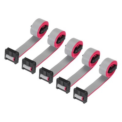 5Pcs IDC 10 Pin Flat Ribbon Cable 1.27mm Pitch FC to FC Connector 30cm Length