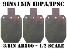 9"x15" 3/8" AR500 1/2 Scale IDPA/IPSC Steel Shooting Gong Target - 3pc Plate