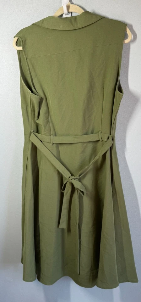 Sharagano 女式腰带迷笛连衣裙 14 码绿色无袖职业办公室服装 — 第 3/4 张图片