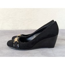 BCBGeneration Talica Black Suede Wedge Pumps ...
