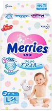 KAO Merries Japan-Baby Diapers AIR THROUGH L 54 pieces Disposable A93815