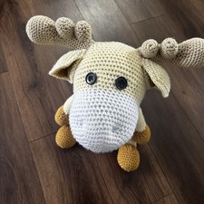 Super Cute Handmade Medium/Large Crochet Moose Kids Stuffed Animal Decor Knit