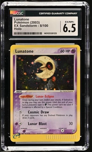 *POP 6* CGC 6.5 Lunatone Holo Rare EX Sandstorm 8/100 Pokemon 2003