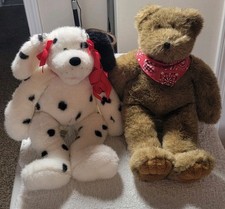Build A Bear Dalmatian Puppy Teddy Bear Plush Set with Red Scarves