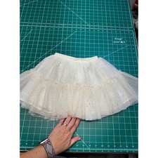 Old Navy Girls 3T Ivory Gold Glitter Polka Dot Tiered Tulle Tutu Skirt 3U18