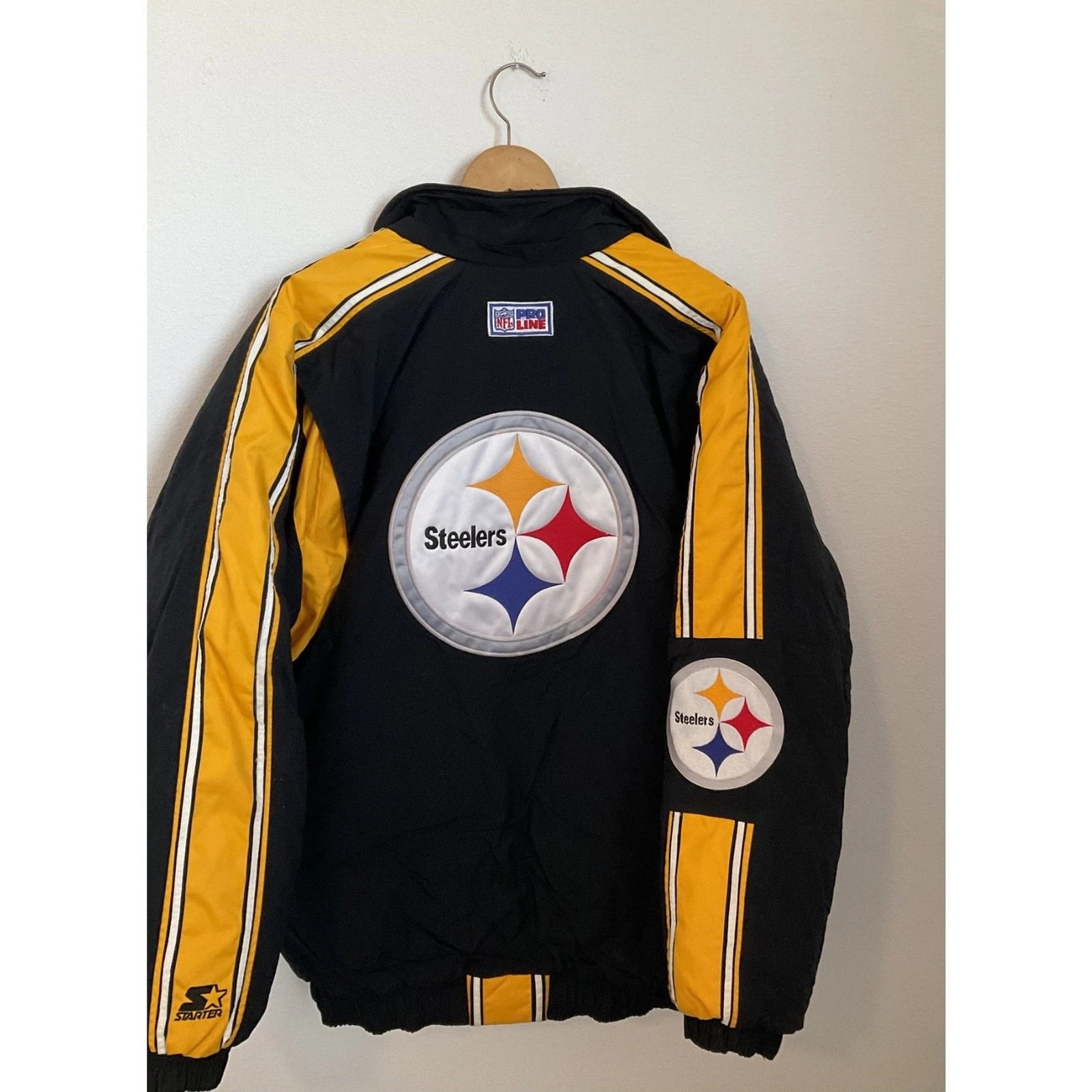 Vintage 90s Starter Pro Line Pittsburgh Steelers Puffer Jacket Big Logo NFL XL image 10