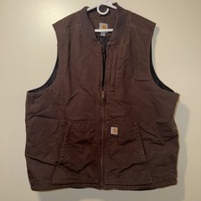 Carhartt Thinsulate Lined Duck Canvas Vest Mens Size 2XLT Dark Brown 104395 DKB
