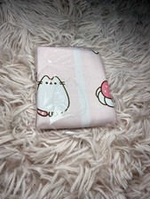 Pusheen Pink White Satin Square Scarf Kawaii Strawberry Print Wrap Bandana
