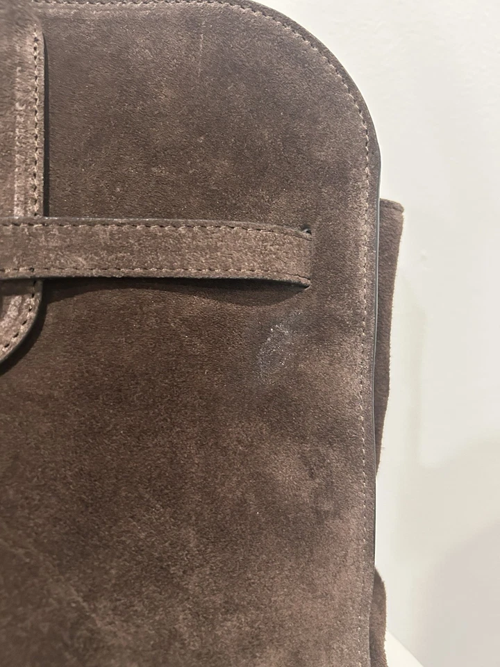 Claudia Firenze Dark Brown Italian Leather Suede Satchel Shoulder Bag - Image 4 of 4