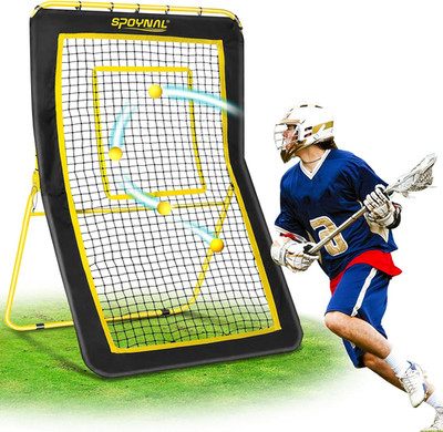 4 x 7 FT Lacrosse Rebounder, 5-Angle Adjustable Sports Net | Target strip and bo