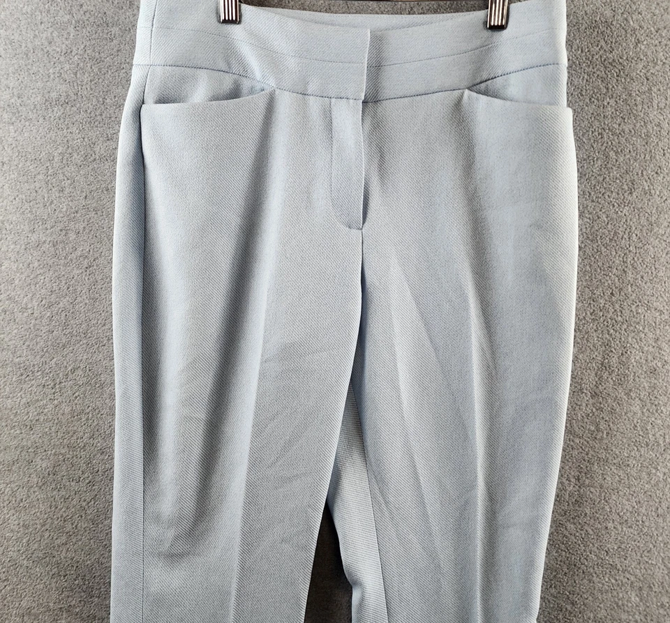 Pantalones acampanados de tiro medio Tahari ASL para mujer 8 azul hielo cremallera gancho y cierre de barra Foto 4 de 4