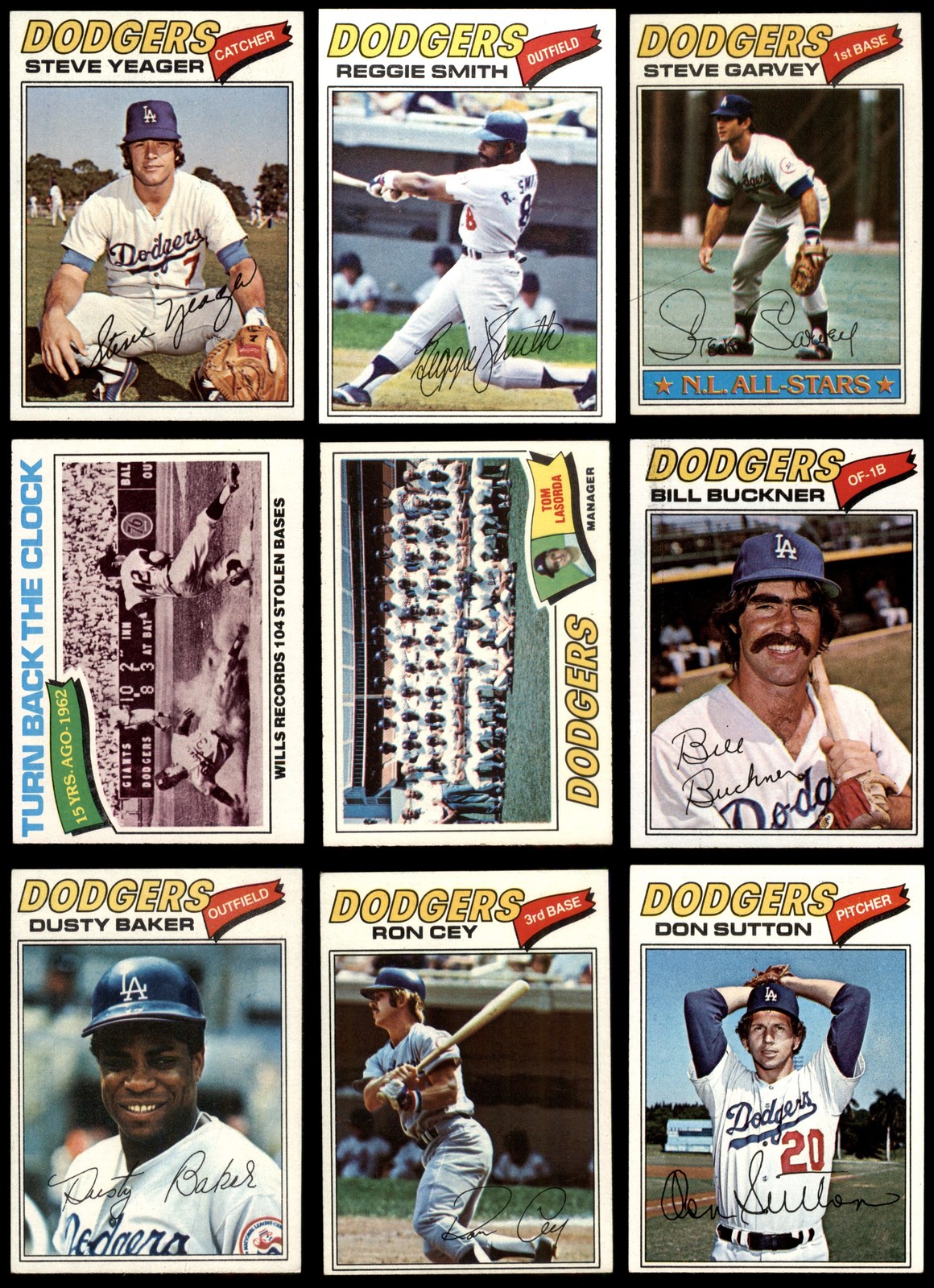 1977 Topps Los Angeles Dodgers Team Set Won N.L. Pennant 5 - EX 6664888