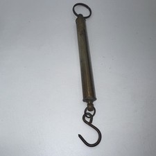 Vintage SALTER Brass Spring Balance Hanging Weighing Scales To 1kg