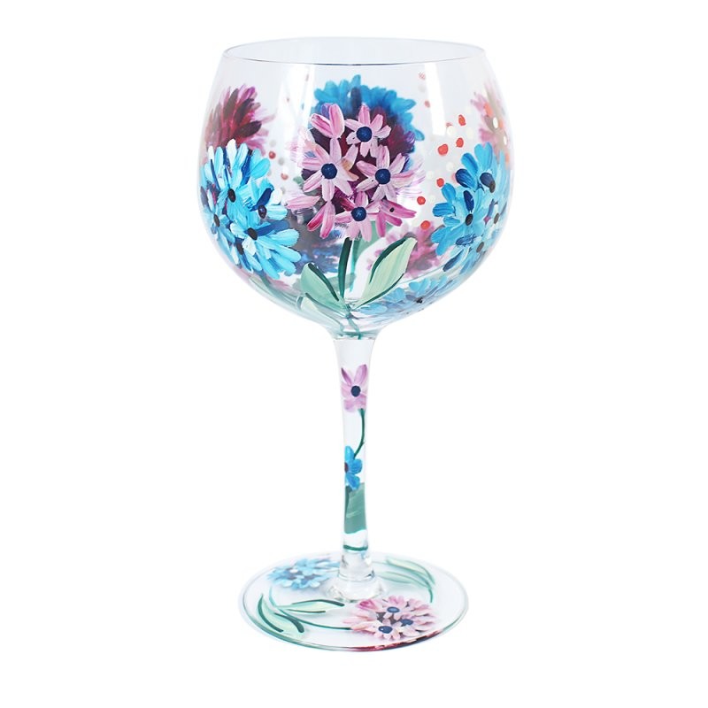 Cocktail Glass Lynsey Johnstone Hydrangeas Floral Flowers Gin Tonic Hand Painted
