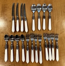 Hanford Forge LTD Stainless Flatware 18/10 Pearlescent Handle Off White 20 piece