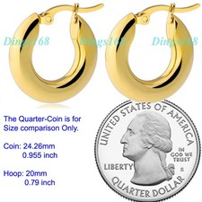 Designer Inspired Real 18K Gold Filled 20mm/0.8" Small Solid Hoop Earrings E141Y