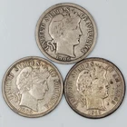 1906-O 1909 1913 Barber Silver Dimes Lot of 3 10c