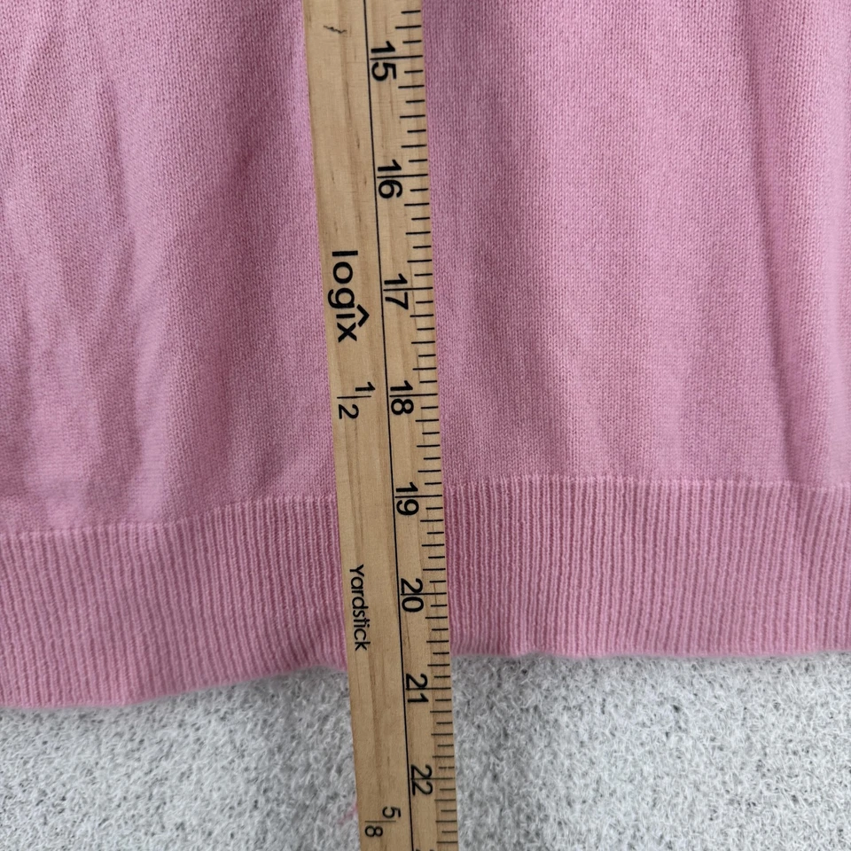 Ralph Lauren Sweater Womens Medium Pink Cashmere Cardigan Pearl Black Label - Image 4 of 4