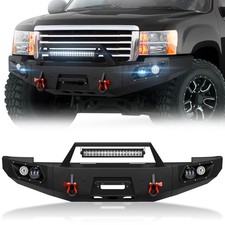 Front Bumper W Winch Plate Led Lights For Gmc Sierra 1500 2007-2013 Pickup