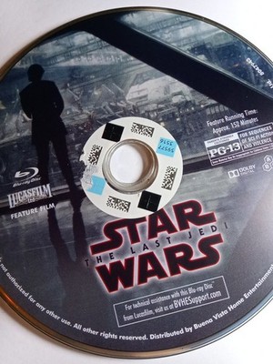 STAR WARS LAST JEDI BLU RAY DISC ONLY USED FREESHIP NOTRACKING