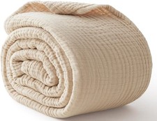 100 Cotton King Size Blankets for Bed 108" x 90", 6 Layers Cooling and Soft ...