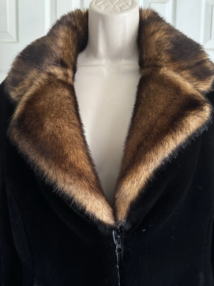 Chaqueta de Lujo TALLY-HO Piel Flujo De Colección l@@k Negra Marrón Noche Forrada con Cremallera L Foto 4 de 4