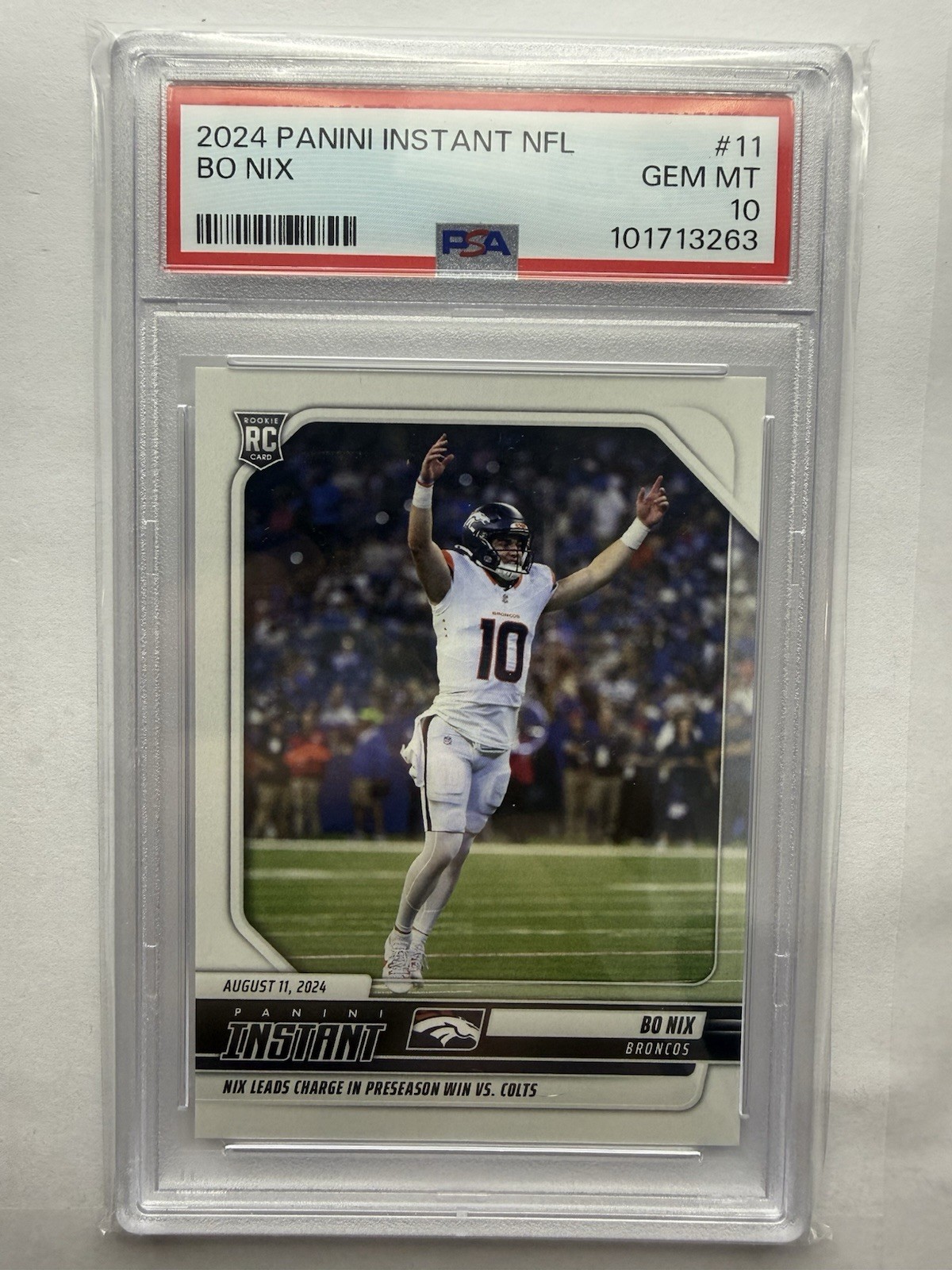 Bo Nix Panini Instant NFL #11 Base