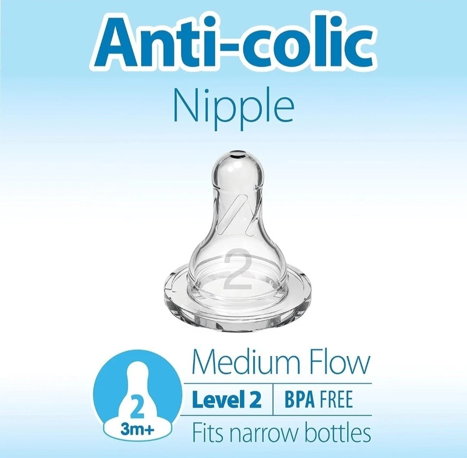 Pezón biberón anticólicos Dr Brown's paquete de 6 pezones nivel estrecho 2 SELLADO Foto 3 de 4