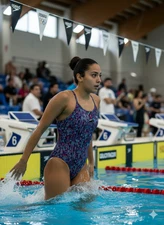 Dolfin Uglies Revibe X Back Swimsuit Woman Size 34 geometric Mosaic Purple Blue