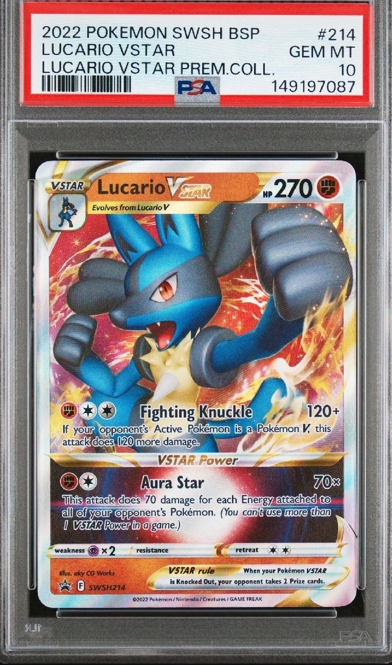 2022 Pokemon Swsh Black Star Promo #214 Lucario Vstar Lucario Vstar PSA 10