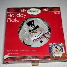 Rite Aid “Let It snow” Snowman 11.25” Holiday Plate With Stand “decoration Only”